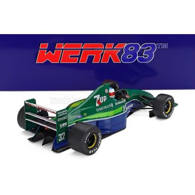 WERK83 JORDAN F1 191 TEAM 7up JORDAN N 32 FREE PRACTICE BELGIUM GP 1991 MICHAEL SCHUMACHER - GREEN BLUE 1/18