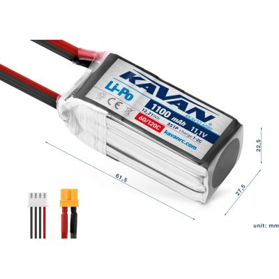 KAVAN - Li-Po 1100 mAh/11,1 V 60/120C, 12,21 Wh