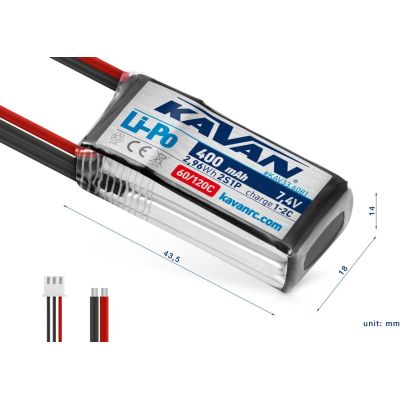 KAVAN - Li-Po 400 mAh/7,4 V 60/120C, 2,96 Wh