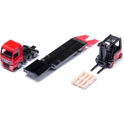 SIKU Super - Tahač MAN s návěsem a vysokozdvižným vozíkem Linde 1:87