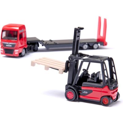 SIKU Super - Tahač MAN s návěsem a vysokozdvižným vozíkem Linde 1:87
