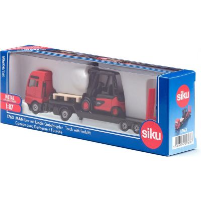 SIKU Super - Tahač MAN s návěsem a vysokozdvižným vozíkem Linde 1:87