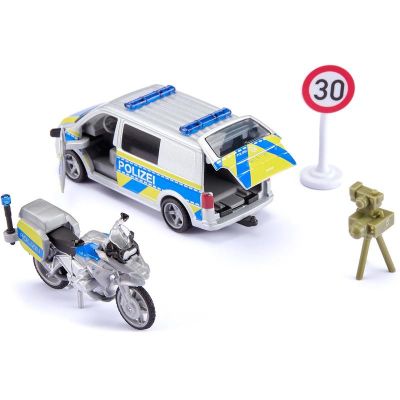 SIKU Super - Volkswagen T6 policejní dodávka s motorkou 1:50