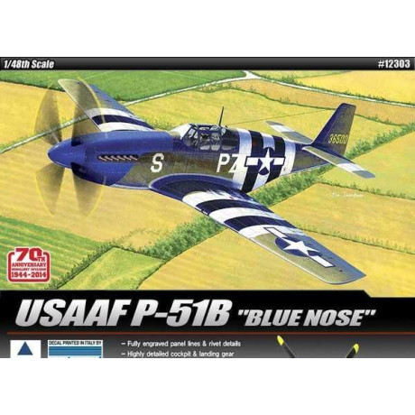 Model Kit letadlo 12303 - USAF P-51 B "70th NORMANDY INVASION (1:48)