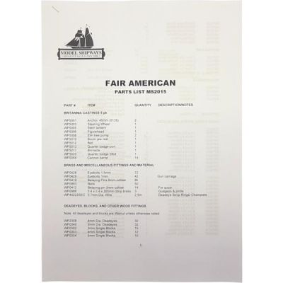 Model Shipways Fair American 1778 1:48 kit