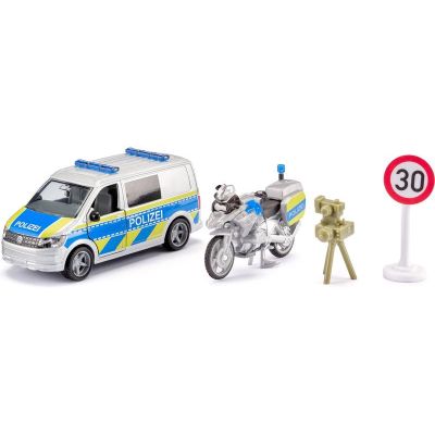 SIKU Super - Volkswagen T6 rendőrautó motorkerékpárral