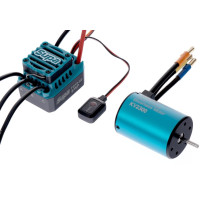 60A-es elektronikus AC szabályozó érzékelő nélküli motorokhoz, beépített nagy teljesítményű, 6V/7.4V kapcsolható BEC áramkörrel, közúti autókhoz, buggykhoz és rövid távú teherautókhoz 1:10 méretarányban, FuriaX Supa 3650-2300KV AC érzékelő nélküli motorral kombinálva. Tápegység: 2-3S LiPo.