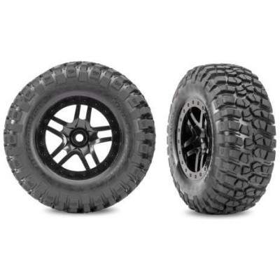 Traxxas keréktárcsa 2.2/3.0", SCT Split-Spoke fekete felni, BFGoodrich Mud-Terrain T/A KM2 gumiabroncsok (2) (4WD elöl, 2WD elöl