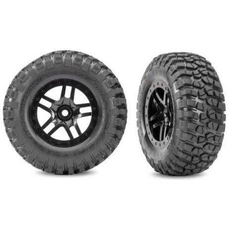 Traxxas keréktárcsa 2.2/3.0", SCT Split-Spoke fekete felni, BFGoodrich Mud-Terrain T/A KM2 gumiabroncsok (2) (4WD elöl, 2WD elöl