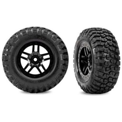 Traxxas felni 2.2/3.0", tárcsa SCT Split-Spoke fekete, gumik BFGoodrich Mud-Terrain T/A KM2 (2) (2WD p)