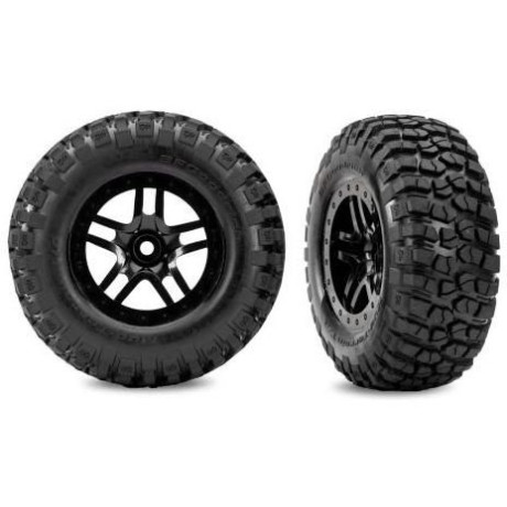 Traxxas felni 2.2/3.0", tárcsa SCT Split-Spoke fekete, gumik BFGoodrich Mud-Terrain T/A KM2 (2) (2WD p)