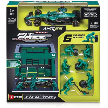 Bburago Aston Martin AMR25 (2025) 1:43 14 Alonso (Pit Pass Set)