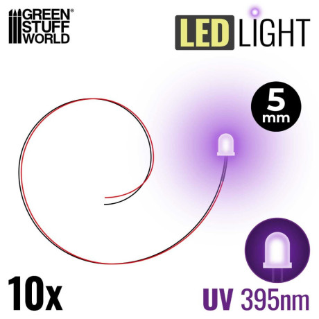 ULTRAVIOLET LED-ek - 5 mm / ULTRAVIOLET LED diódák - 10 db