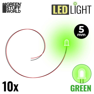 ZÖLD fényű LED-ek - 5 mm / 10 db ZÖLD LED dióda - 5 mm