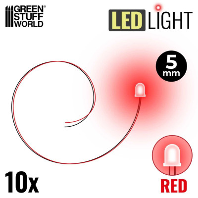 PIROS LED-ek - 5 mm / PIROS LED diódák - 5 mm 10 db