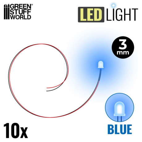 KÉK fényű LED-ek - 3 mm / 10 db KÉK LED dióda - 3 mm
