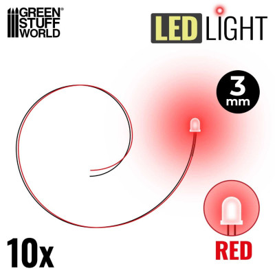 PIROS LED-ek - 3 mm / PIROS LED diódák - 3 mm 10 db