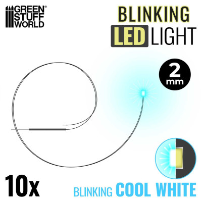 HIDEG FEHÉR FÉNYŰ VILLOGÓ LED-EK - 2 mm / HIDEG FEHÉR FÉNYŰ VILLOGÓ LED diódák - 2 mm 10 db