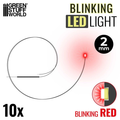 VILLOGÓ PIROS LED-EK - 2 mm / VILLOGÓ PIROS LED diódák - 2 mm 10 db