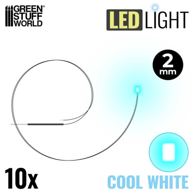 HŰVÖS FEHÉR LED-EK - 2 mm / 10 db HŰVÖS FEHÉR LED dióda