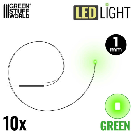 ZÖLD LED-ek - 1 mm / 10 db ZÖLD LED dióda - 1 mm