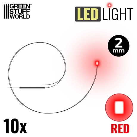 PIROS LED-ek - 2 mm / PIROS LED diódák - 2 mm 10 db