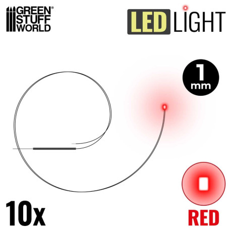 PIROS LED-ek - 1 mm / PIROS LED diódák - 1 mm 10 db