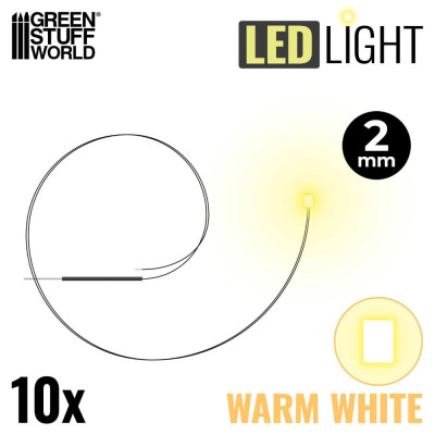 MELEG FEHÉR LED-EK - 2 mm / 10 db MELEG FEHÉR LED dióda - 2 mm