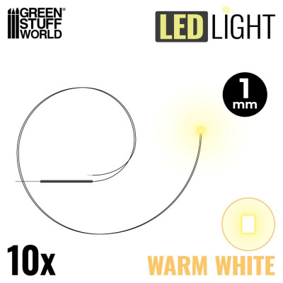MELEG FEHÉR LED-ek - 1 mm / 10 db MELEG FEHÉR LED dióda