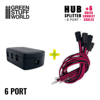 6 portos HUB elosztó + 6 gyorscsatlakozós kábel