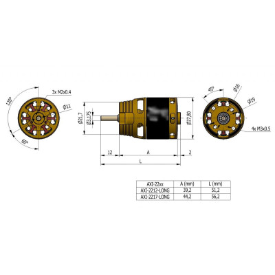 AXI 2212/12 V3 LONG střídavý motor