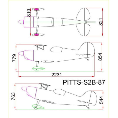 73" Pitts S2B Žlutý (1,85m)