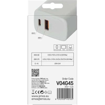Síťový USB adaptér (zdroj) GaN PD 45W
