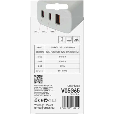 Síťový USB adaptér (zdroj) GaN PD 65W