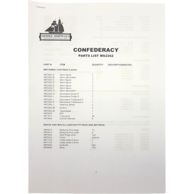 Model Shipways USF Confederacy 1778 1:64 kit