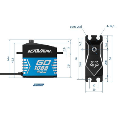 GO-1088MGW digitální servo (0.125s/60°, 74kg.cm)