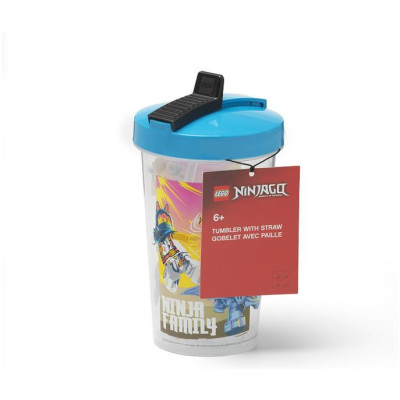 LEGO láhev s brčkem 0.5L - Iconic Boy modrá