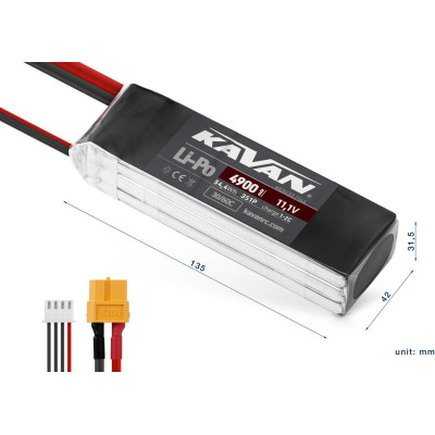 KAVAN Li-Po 4900mAh/11,1V 30/60C Air pack+XT60 plug