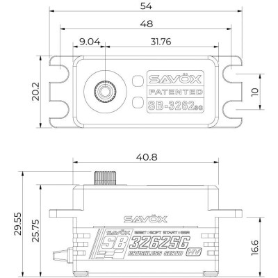 SB-3262SG BRUSHLESS HiVolt Digitální servo - LOW PROFILE/WATERPROOF (35kg-0,065s/60°)