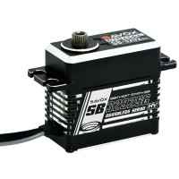 Digitális, nagyfeszültségű standard szervo kefe nélküli (AC) motorral és fém fogaskerekekkel, 3x golyóscsapággyal, nyomaték 32,0/40,0/55,0 kg 6,0/7,4/8,4 V-on és 0,085/0,07/0,055 s 6,0/7,4/8,4 V-on, tömeg 70,0 g, méretek 40,3 x 20,2 x 38,7 mm. Üzemi feszültség 4,8 - 8,4 V.