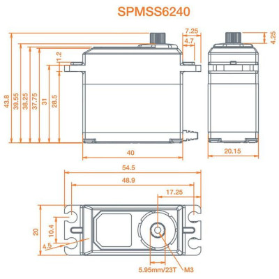 Spektrum servo S6240 Car High Speed 15kg.cm 0.08s/60° 23T