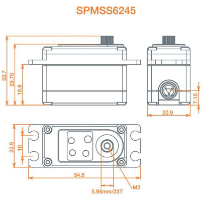 Spektrum servo S6245 Car High Speed High Torque 19.1kg.cm 0.06s/60° 23T