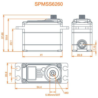 Spektrum servo S6260 Car High Speed HV 17.4kg.cm 0.06s/60° 23T