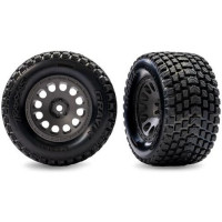 Komplett első kerekek Traxxas Mini XRT RC autóhoz. Szénszürke tárcsa Gravix gumikkal, habszivacs betéttel. Tárcsa átmérője 2,1" (külső) / 2,6" (belső).