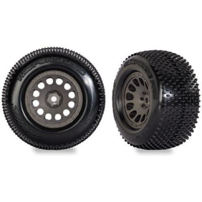 Traxxas kerék 2.1/2.6", szénszürke tárcsafék, Response Pro gumik (2)
