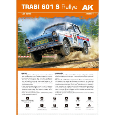 Trabi 601 Rallye v mierke 1:35 s figúrkou pretekára (limitovaná špeciálna edícia)