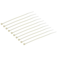 Szorítószalag nejlonból, 1x2x75mm (10 db). Természetes fehér szín. A praktikus nejlon feszítőszalagok alkalmasak kábelek, vezetékek vagy kisebb alkatrészek gyors és szilárd rögzítésére.
