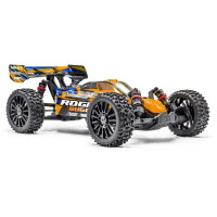 1/8-os összkerékhajtású, AC motorral ellátott buggy kezdőknek, amely kiemelkedő tartóssággal, irányíthatósággal és terepjáró képességgel rendelkezik. Elektronikát tartalmazó készlet, akkumulátor nélkül.
