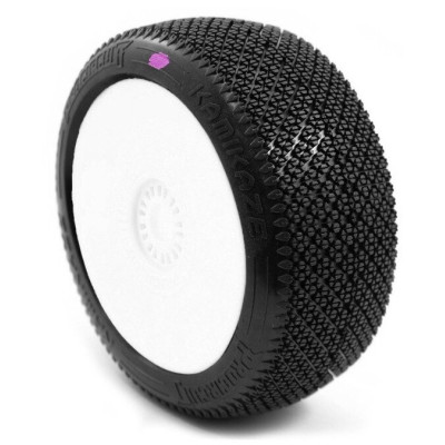 KAMIKAZE V2 BUGGY K1 (CLAY SUPER SOFT) nalepené pneumatiky, bílé disky, 2 ks.