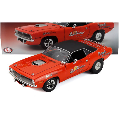 ACME MODELS PLYMOUTH BARRACUDA HEMI SUN KISSED CUDA 1970 - ORANGE BLACK 1/18